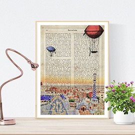 Nacnic Print City of Barcelona. Vintage style. Illustration, photography and collage with the history of Barcelona. Poster size A4 printed on paper