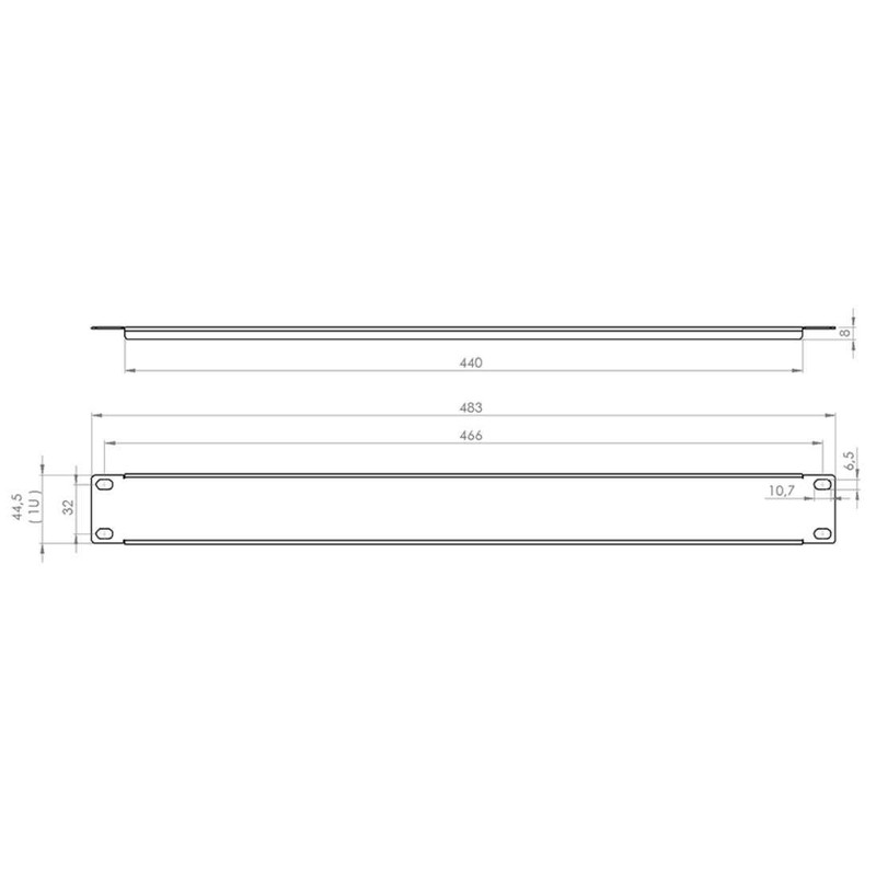 4 x 1 U Rack Panel 483 mm 19 Inch