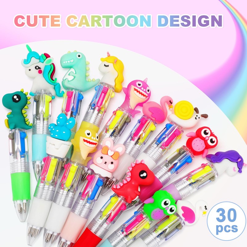 SKAMORI Pack of 30 4-in-1 Ballpoint Pens, Party Bags Children's