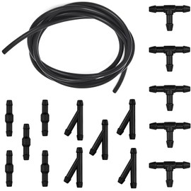 CTRICALVER Car Windshield Wiper Washer Fluid Hose Connector Splitter Complete Kit 5M Washer Hose with Hose Band 15pcs Black ITY Splitter Connector Black ITY15
