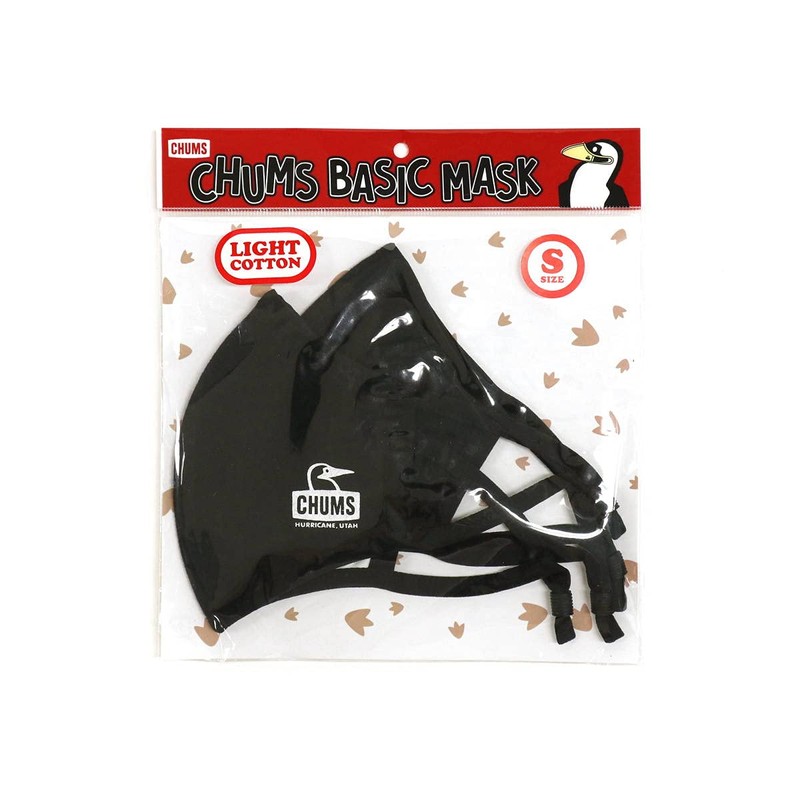 CHUMS CH09-1252 BlackxWhite/K004 S Mask, Cloth Mask, Light Cotton, Set
