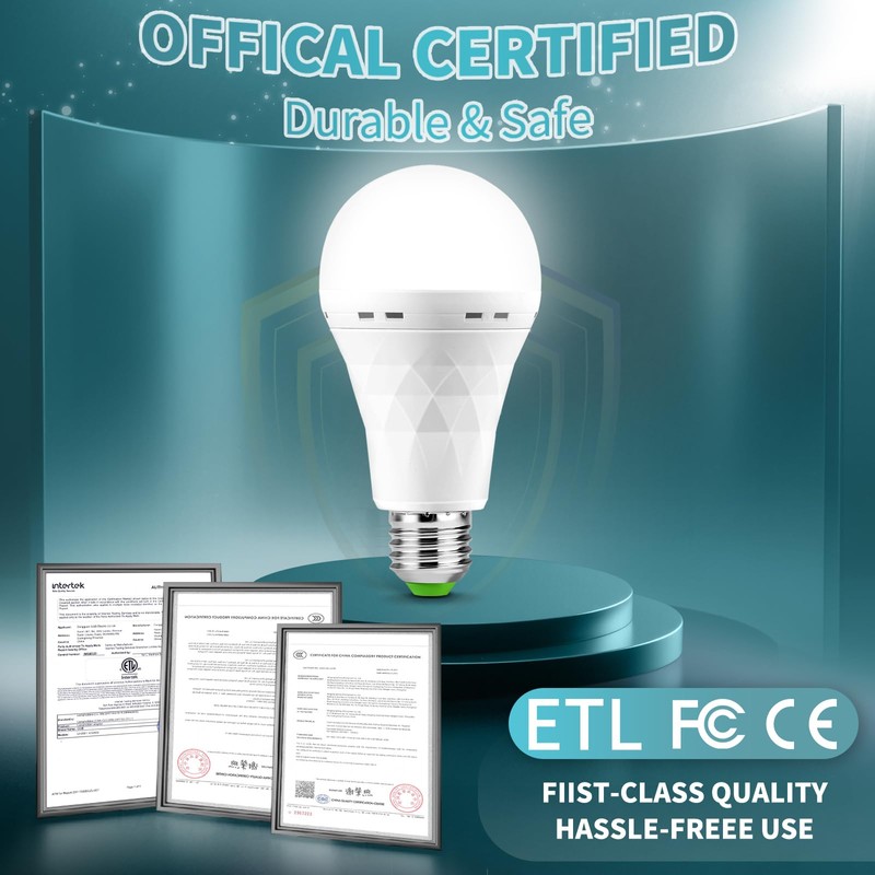 Emergency Rechargeable Light Bulbs, Battery Powered LED Light Bulb Daylight