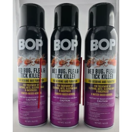 Bop Bed Bug Flea & Tick Killer Aerosol Spray for Bedding & Furniture 16.5 oz ( 3pc )