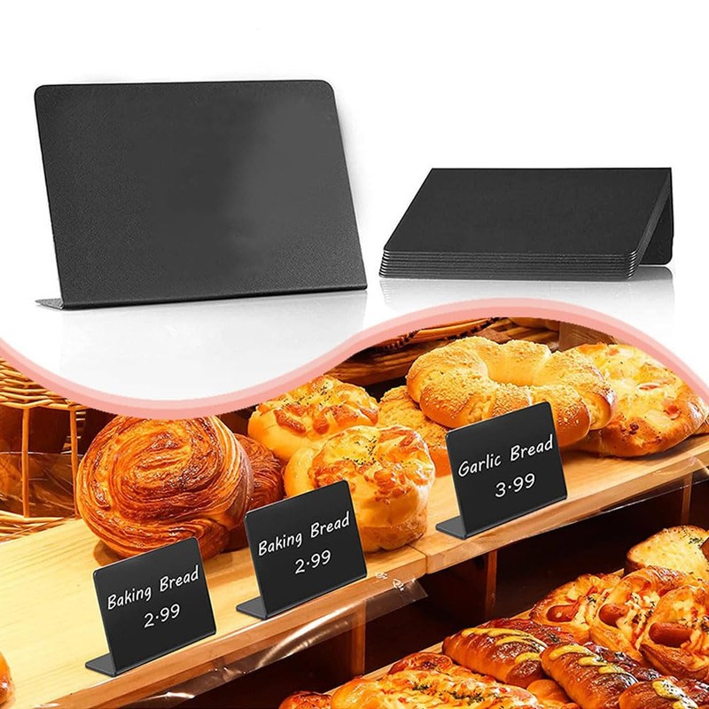 5Pcs Acrylic Mini Chalkboard Signs, 100mmx75mm L-Shaped Erasable Small Blackboard