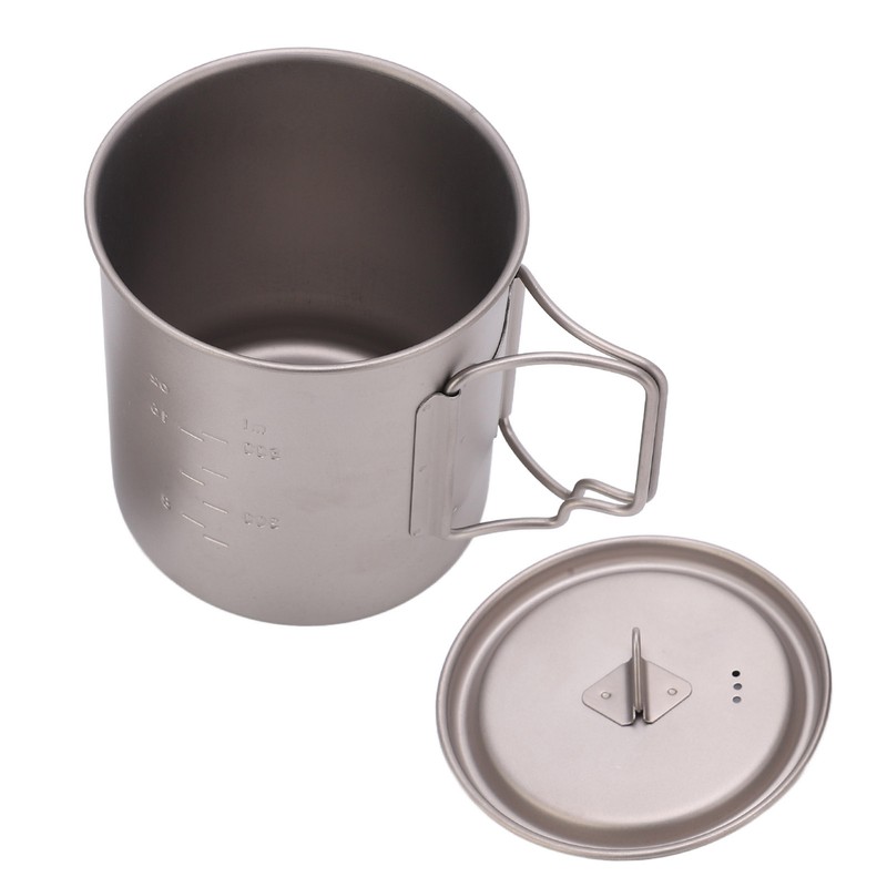 750ml Outdoor Titanium Water Mugs With Folding Handles Portable Camping