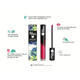 Liquid Lipstick – Matt, Vegan & Natural – Long Hold – Colour: Fuchsia "Own The Stage" 786 – Lipstick without Petroleum-based Ingredients – Organic Ingredients ALL TIGERS