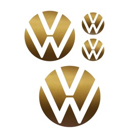 IPG Decal Made for VW 2021 Passat Polo Tiguan Golf Rear/Front Emblem Logo Decals Stickers Set (4 Units) (Metallic Gold)
