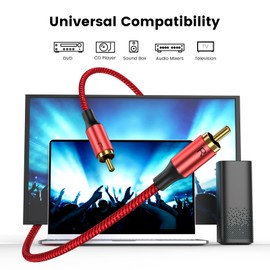 MOSWAG RCA Stereo Cable, 2RCA Male to 2RCA Male Stereo Auxiliary Audio Cable Subwoofer Cable 16.4FT/5M, 24K Gold Plated Nylon Braided for Home Theater, Audio, HDTV, Car Stereo, Speakers