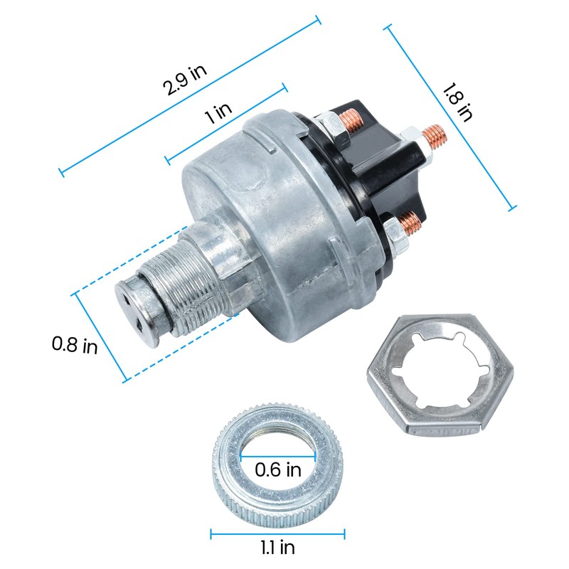 Huazu Ignition Key Switch for Car, Forklift, Truck, Tractor, Trailer
