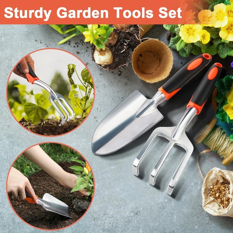 MECHEER Garden Tool Set, 2 Pack Heavy Duty Gardening Tools