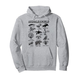 All Animals of the World - Vintage Funny Animal Meme Name Pullover Hoodie
