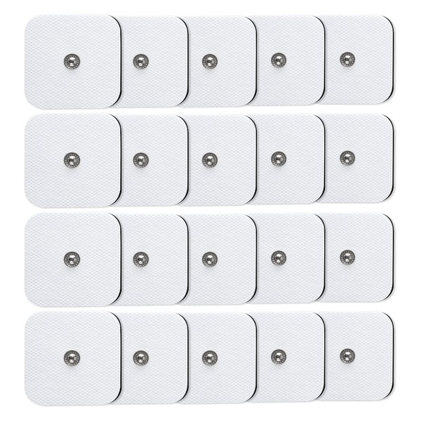 TENS Unit Pads Electrode Patches, 20 Pcs Adhesive Electrodes for TENS Machine, Replacement Reusable Pads Self Adhesive Electrodes with 3.5mm Snap-on for Pain Relief
