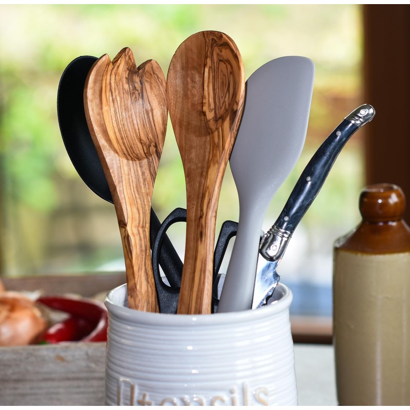Cleminson Olive Wood Salad Servers 31 cm | Wooden Spoon