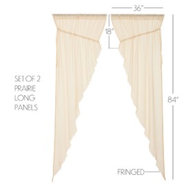 VHC Brands Farmhouse - Cortinas de Tela para Barra de Tabaco, de algodón, con Cordones, Color Liso, Color Crema Natural y Blanco