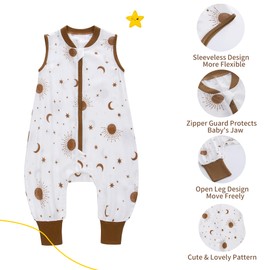 amo nenes Baby Sleeping Bag with Feet, 0.5 Tog, Muslin Sleeping Bag, Children's Summer Sleeping Bag for Boys and Girls, Length 64 cm, 3-12 Months (Star), star