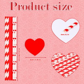 Konsait Valentine's Day Paper Straws,72 PCS White Red Striped Straws Red heart Straws Valentines Party Disposable Drinking Straws for Valentines Party Wedding Favors Supplies Decorations