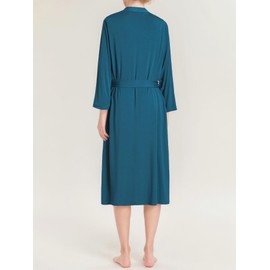 Latuza Women's Bamboo Viscose Kimono Robe Lightweight Summer Bathrobe M Teal