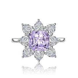 ZDIFDIC Women Simulated Diamond Sunflower Ring Cubic Zirconia Pink Crystal Ruby Topaz Sapphire Party Band Birthday Gift for Girlfriend Wife Statement Wedding Engagement Open Adjustable Ring(Purple)