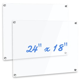 Ctosree 2 Pcs Clear Acrylic Dry Erase Board for Wall Reusable Acrylic Note Board 24 x 18 Inch Hanging Frameless White Board Wall Memo Board Clear Acrylic Planner Writing Board for Office School Home