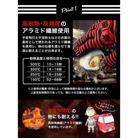 Charcoal Craftsman Heat Resistant Gloves, Barbecue Gloves, Heat Resistant Temperature Approx. 1600°F (500°C), Both Hands, Set of 2, Potholders, Anti-Slip, 5 Fingers