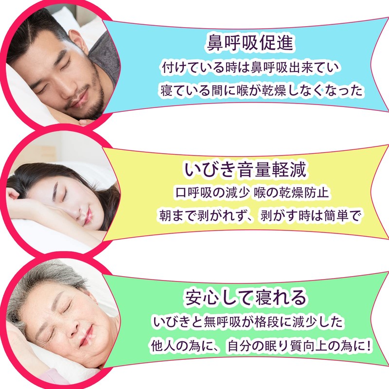 口閉じテープ Berniawill 60枚 口呼吸防止テープ いびき防止 鼻呼吸テープ いびき防止テープ いびきの音を軽減