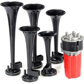 DriSentri 5pcs 125dB Black Trumpet Musical Dixie Car Duke of Hazzard with Compressor 12V Car Air Horn