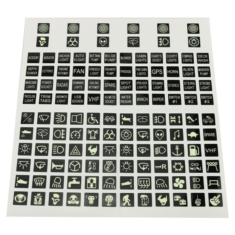 DGZZI Rocker Switch Label Decal 120PCS Night Glow Graphic Text
