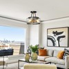 Semi Flush Mount Ceiling Light, Black and Gold Modern Close