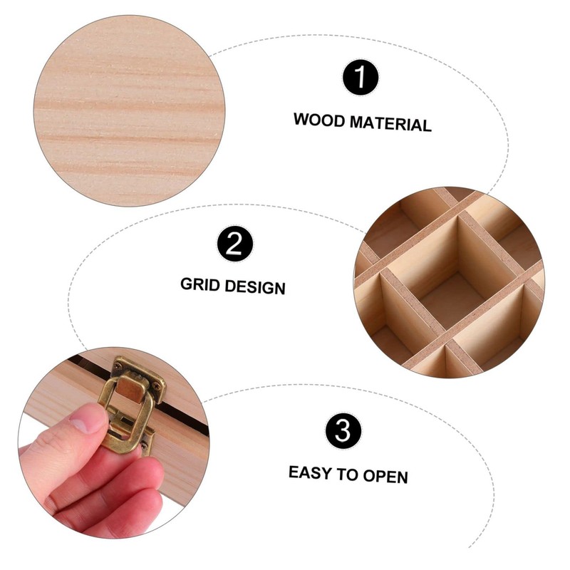 Ipetboom Essential Oil Box Wooden Essential Oil Storage Case Travel-Sized