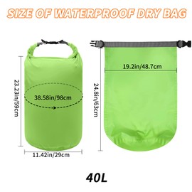 2 Pcs Dry Bags Lightweight Dry Sacks Waterproof Floating Bag Drifting Bag Ultimate Dry Sack for Outdoor Hiking Fishing Water Sports(40L Green)