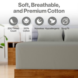 Superity Linen Fitted Sheet - 100% Cotton Twin XL Size Mattress Cover - Soft, Smooth, and Comfortable - 200 Thread Count - Bed Sheet Stretches to 12 inches for Snug Fit.