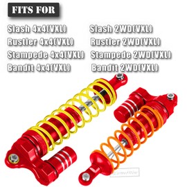 RcarmubWow RC Big Bore Shock Absorber Upgrades Part for 1/10 4x4 Slash Stampede Bandit Rustler 4WD(VXL)/2WD(VXL),Alloy Aluminium Front Rear Shocks RC Shock Absorber,4PCS,Red