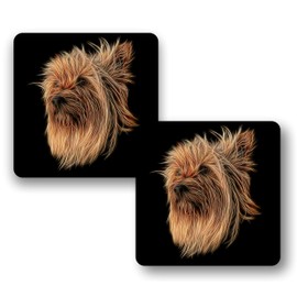 Fractal Artworks Silky Terrier Coaster Set of 2, with Fractal Art Design 1-2