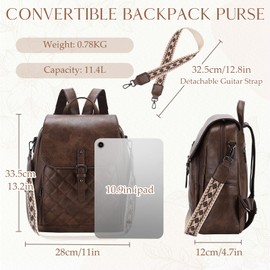 Chase Chic Womens Backpack,Vegan Leather Backpack Anti-Theft Rucksack for Ladies,Fashion Shoulder Handbag for Daily/Travel/Work,Coffee