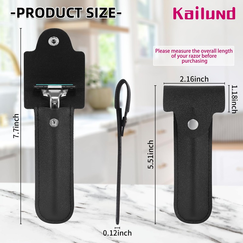 Kailund Razor Travel Case, PU Leather Safety Razor Case for