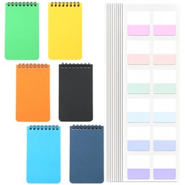 Pack of 6 spiral notepads, A7 notepad, small, coloured notepad with spiral binding for memos on the go, learning, school items