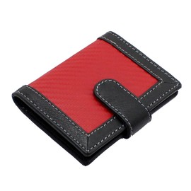 STARHIDE Mens Carbon Fiber with Real Leather Credit Card Holder Case 1185 (Red)