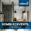 kör4u Combination Angle Valve Chrome, 1/2 Inch with Backflow Preventer,