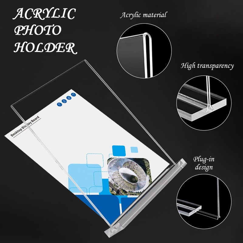 2 Pieces Table Stand, Acrylic Photo Stand, Vertical Desktop Stand,