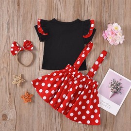 Lito Angels Minnie Mouse Fancy Dress Costume Suspender Skirt Set with Bow Headband for Kid Girls Age 2-3 years