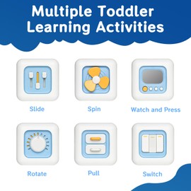 Airplane Toys for Toddlers 1-3, Activity Cube Montessori for 6-12 Months, Sensory Toys Busy Board for 12-18 Months, Travel Cube for 1 Year Old Boys, Birthday Gifts for 1 Year Old Boys Girls, Blue