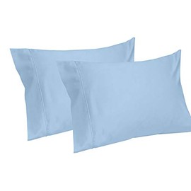 Royal Tradition Solid 1000-Thread-Count, 100-Percent Long Staple Cotton, Set of 2 Standard Size Pillow Cases, Blue