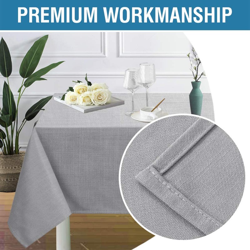 H.VERSAILTEX Linen Textured Tablecloth Wrinkle Free, Spill-Proof Waterproof Table Cover