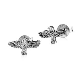 NKlaus Pair of Celtic Stud Earrings Odins Ravens 925 Silver Hugin & Munin Earrings 3031, Sterling Silver