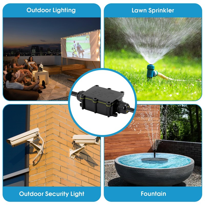 IP68 2-Way Waterproof Junction Box Outdoor Waterproof Cable Connector with