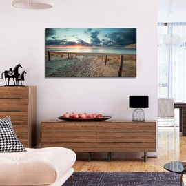 Canvas Wall Art Beach Sunset Ocean Nature Pictures Long Canvas Artwork Prints Contemporary 20in x40in Wall Art Decor for Home Living Room Bedroom Decoration Office Wall Decor Framed Ready to Hang …