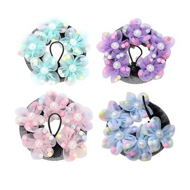 Pack of 4 Bun Net Hair Net, Bun Net, Bun Hairstyle Aid Fabric Knot Net, Bun Hairstyle Aid Fabric Knot Net for Gymnastics Rhythmic Sports Gymnastics Ballet