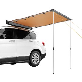 VEVOR Vehicle Awning 4.6x6.6ft Roof Rack Pull-Out Sun Shade Coverage PU3000mm UV50+ Retractable Weatherproof Car Side Awning for SUV Camping & Overland (Hardware Included) with Waterproof Storage Bag