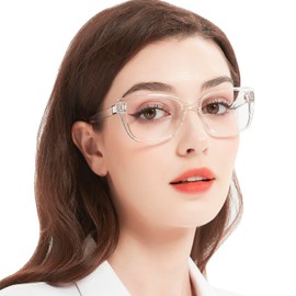 WEMOOTANTS Oversized Reading Glasses 1.0 Designer Readers for Women Retro Cat Eye Large Clear Frame 1.0 1.25 1.5 1.75 2.0 2.25 2.5 2.75 3.0 3.5 4.0 5.0 6.0 Bling Reading Glasses Transparent