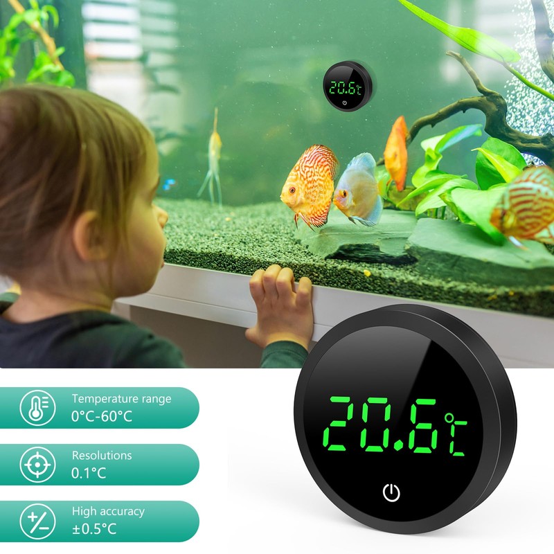 ORIA Aquarium Thermometer, LED Digital Temperature Meter Aquarium (Degrees Celsius),